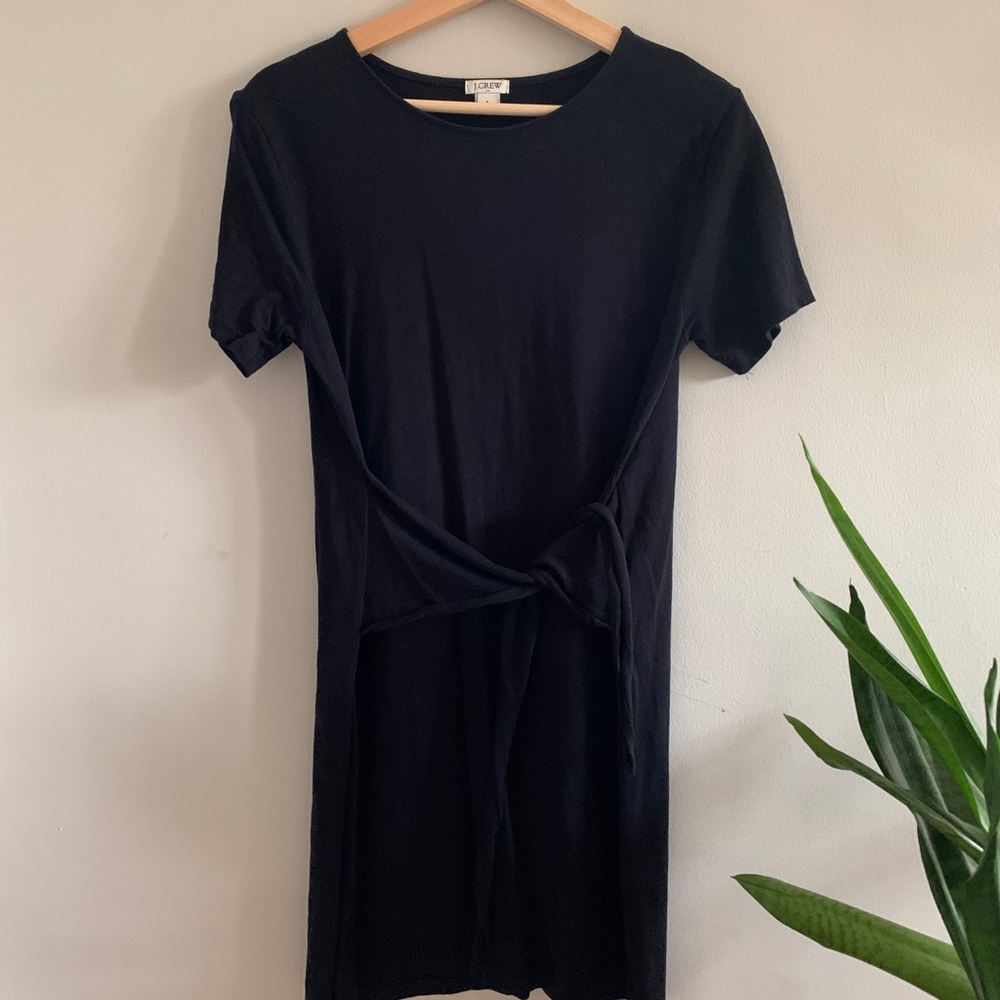 J. Crew black tie front short sleeve shirt dress